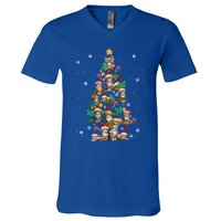 Funny Cat Christmas Tree Santa Hat Cat Lover Cat Mom Cat Dad Cute Gift V-Neck T-Shirt