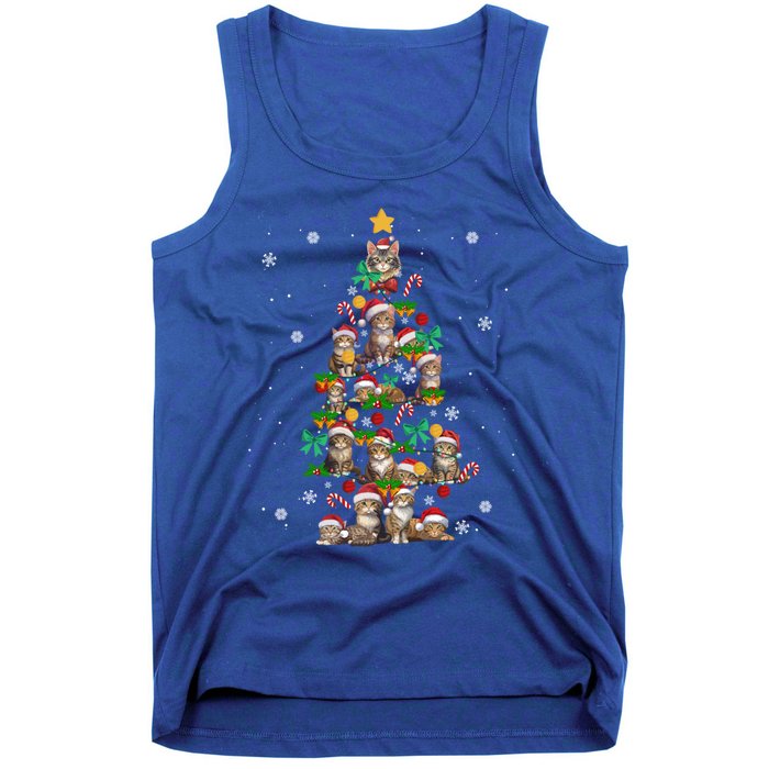 Funny Cat Christmas Tree Santa Hat Cat Lover Cat Mom Cat Dad Cute Gift Tank Top