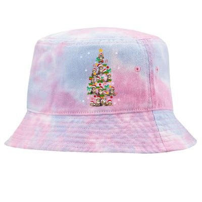 Funny Cat Christmas Tree Santa Hat Cat Lover Cat Mom Cat Dad Cute Gift Tie-Dyed Bucket Hat