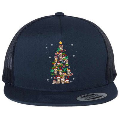 Funny Cat Christmas Tree Santa Hat Cat Lover Cat Mom Cat Dad Cute Gift Flat Bill Trucker Hat