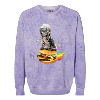 Funny Catronaut Cat Astronaut In Space Hamburger Astrocat Colorblast Crewneck Sweatshirt