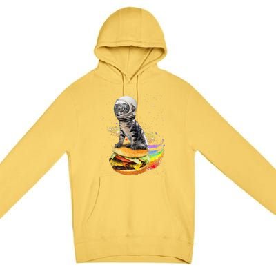 Funny Catronaut Cat Astronaut In Space Hamburger Astrocat Premium Pullover Hoodie