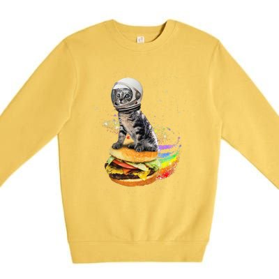 Funny Catronaut Cat Astronaut In Space Hamburger Astrocat Premium Crewneck Sweatshirt