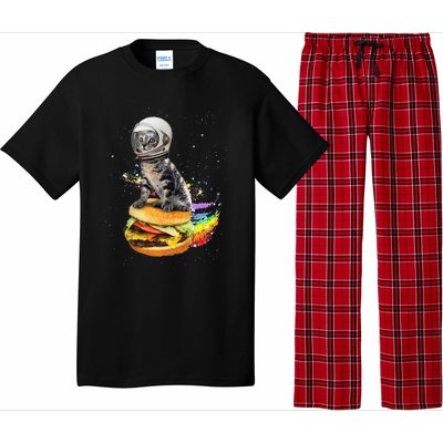 Funny Catronaut Cat Astronaut In Space Hamburger Astrocat Pajama Set