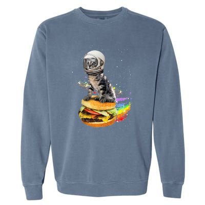 Funny Catronaut Cat Astronaut In Space Hamburger Astrocat Garment-Dyed Sweatshirt