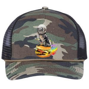 Funny Catronaut Cat Astronaut In Space Hamburger Astrocat Retro Rope Trucker Hat Cap