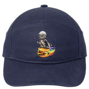 Funny Catronaut Cat Astronaut In Space Hamburger Astrocat 7-Panel Snapback Hat