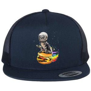 Funny Catronaut Cat Astronaut In Space Hamburger Astrocat Flat Bill Trucker Hat