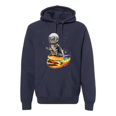 Funny Catronaut Cat Astronaut In Space Hamburger Astrocat Premium Hoodie