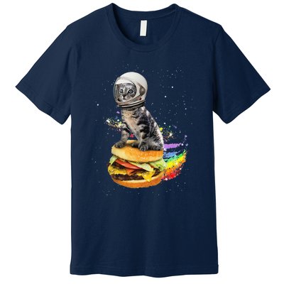 Funny Catronaut Cat Astronaut In Space Hamburger Astrocat Premium T-Shirt