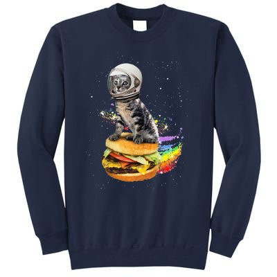 Funny Catronaut Cat Astronaut In Space Hamburger Astrocat Tall Sweatshirt