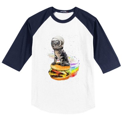 Funny Catronaut Cat Astronaut In Space Hamburger Astrocat Baseball Sleeve Shirt