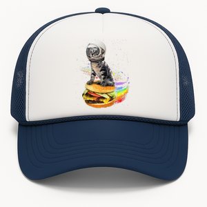 Funny Catronaut Cat Astronaut In Space Hamburger Astrocat Trucker Hat