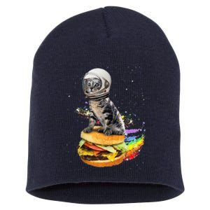 Funny Catronaut Cat Astronaut In Space Hamburger Astrocat Short Acrylic Beanie