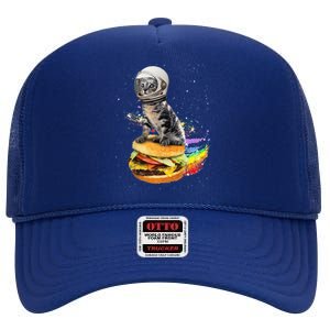 Funny Catronaut Cat Astronaut In Space Hamburger Astrocat High Crown Mesh Back Trucker Hat