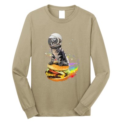 Funny Catronaut Cat Astronaut In Space Hamburger Astrocat Long Sleeve Shirt