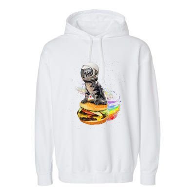 Funny Catronaut Cat Astronaut In Space Hamburger Astrocat Garment-Dyed Fleece Hoodie