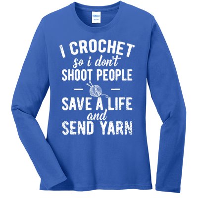 Funny Cute Crochet Save A Life And Send Yarn Gift Ladies Long Sleeve Shirt