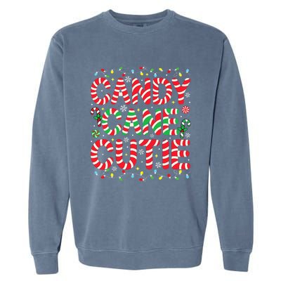 Funny Christmas Candy Cane Lover Crew Xmas Candy Cane Cutie Garment-Dyed Sweatshirt