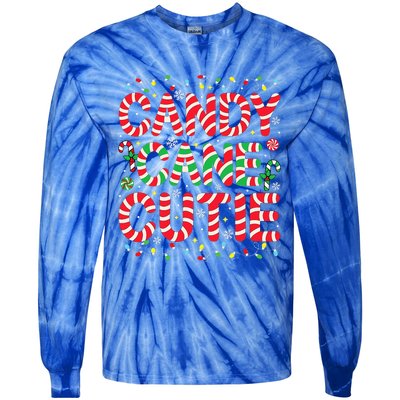 Funny Christmas Candy Cane Lover Crew Xmas Candy Cane Cutie Tie-Dye Long Sleeve Shirt