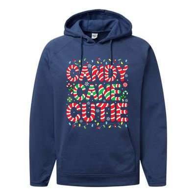 Funny Christmas Candy Cane Lover Crew Xmas Candy Cane Cutie Performance Fleece Hoodie