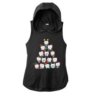 Funny Cute Christmas Dentistree Tooth Tree Ladies PosiCharge Tri-Blend Wicking Draft Hoodie Tank