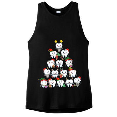 Funny Cute Christmas Dentistree Tooth Tree Ladies PosiCharge Tri-Blend Wicking Tank