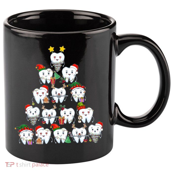 Funny Cute Christmas Dentistree Tooth Tree 11oz C Handle Ceramic Mug