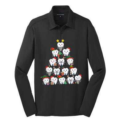 Funny Cute Christmas Dentistree Tooth Tree Silk Touch Performance Long Sleeve Polo