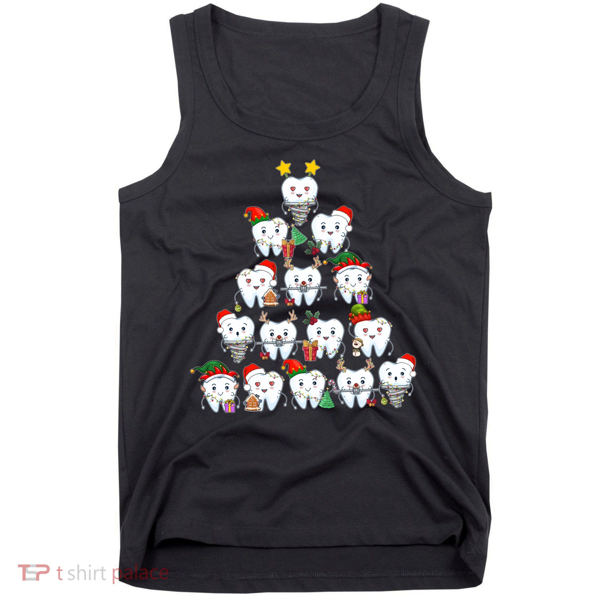 Funny Cute Christmas Dentistree Tooth Tree Tank Top