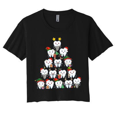 Funny Cute Christmas Dentistree Tooth Tree Crop Top
