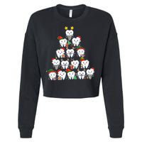 Funny Cute Christmas Dentistree Tooth Tree Cropped Pullover Crew