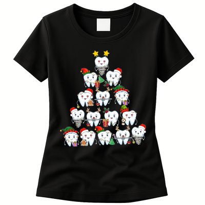 Funny Cute Christmas Dentistree Tooth Tree Womens T-Shirt