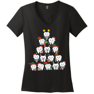Funny Cute Christmas Dentistree Tooth Tree Women's V-Neck T-Shirt