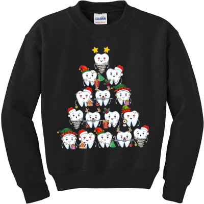 Funny Cute Christmas Dentistree Tooth Tree Kids Sweatshirt