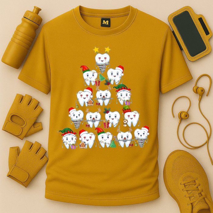 Funny Cute Christmas Dentistree Tooth Tree Performance Shirt