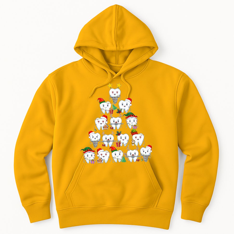 Funny Cute Christmas Dentistree Tooth Tree Hoodie