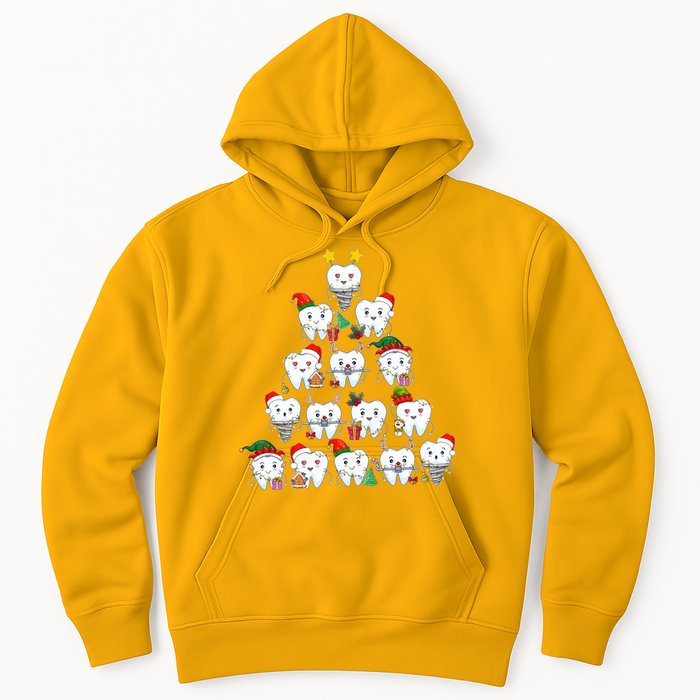 Funny Cute Christmas Dentistree Tooth Tree Hoodie