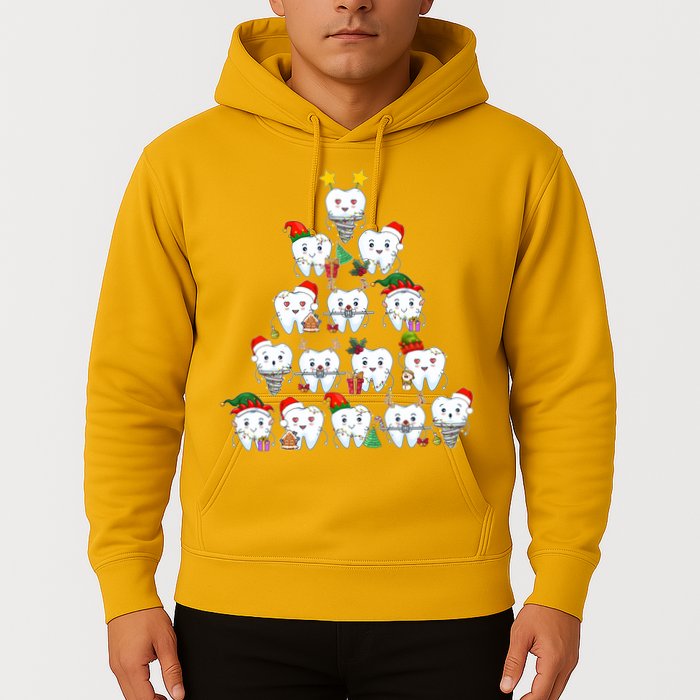 Funny Cute Christmas Dentistree Tooth Tree Hoodie