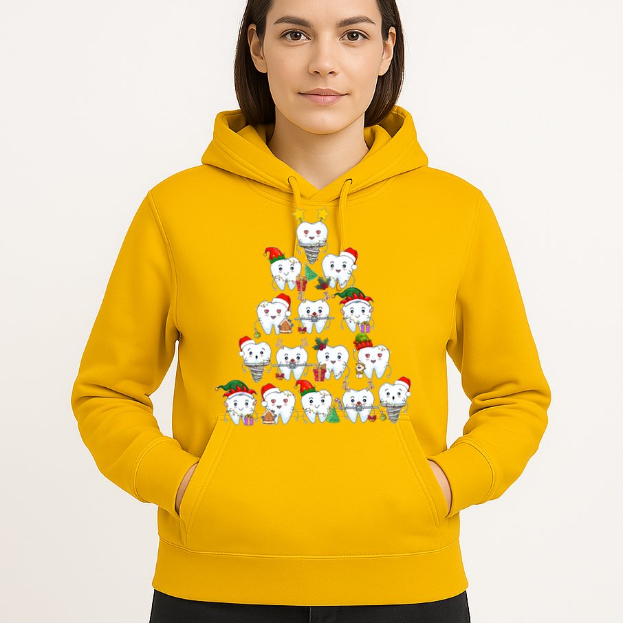 Funny Cute Christmas Dentistree Tooth Tree Hoodie
