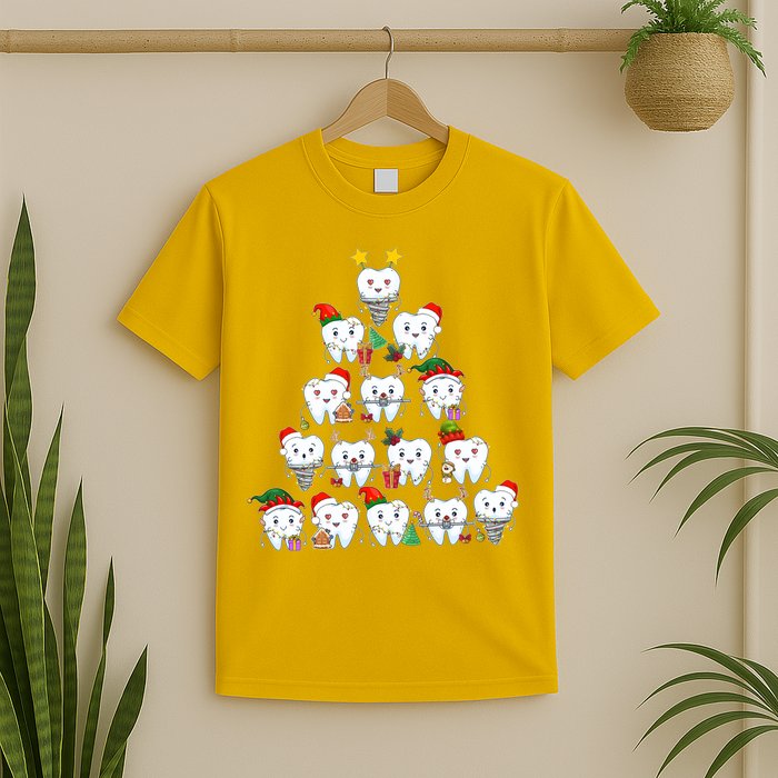 Funny Cute Christmas Dentistree Tooth Tree T-Shirt