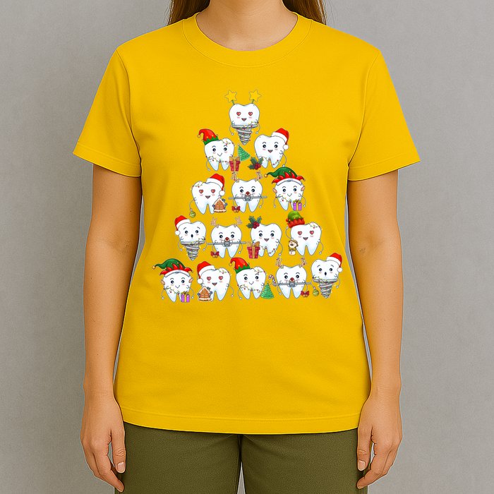 Funny Cute Christmas Dentistree Tooth Tree T-Shirt