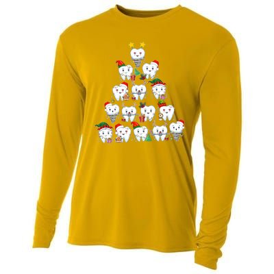 Funny Cute Christmas Dentistree Tooth Tree Cooling Performance Long Sleeve Crew