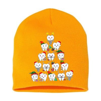 Funny Cute Christmas Dentistree Tooth Tree Short Acrylic Beanie