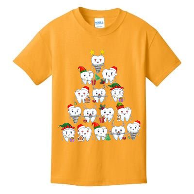 Funny Cute Christmas Dentistree Tooth Tree Kids T-Shirt