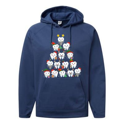 Funny Cute Christmas Dentistree Tooth Tree Performance Fleece Hoodie