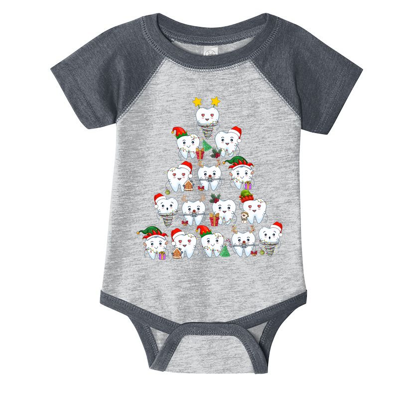 Funny Cute Christmas Dentistree Tooth Tree Infant Baby Jersey Bodysuit