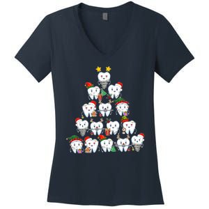 Funny Cute Christmas Dentistree Tooth Tree Women's V-Neck T-Shirt