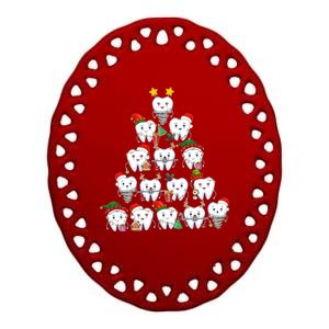 Funny Cute Christmas Dentistree Tooth Tree Ceramic Oval Ornament