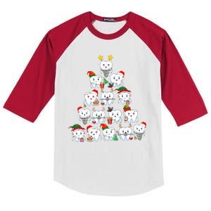 Funny Cute Christmas Dentistree Tooth Tree Kids Colorblock Raglan Jersey